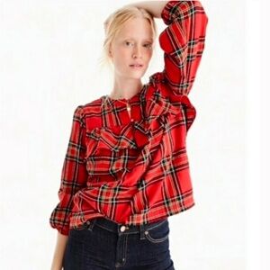 J. Crew Red Plaid Blouse